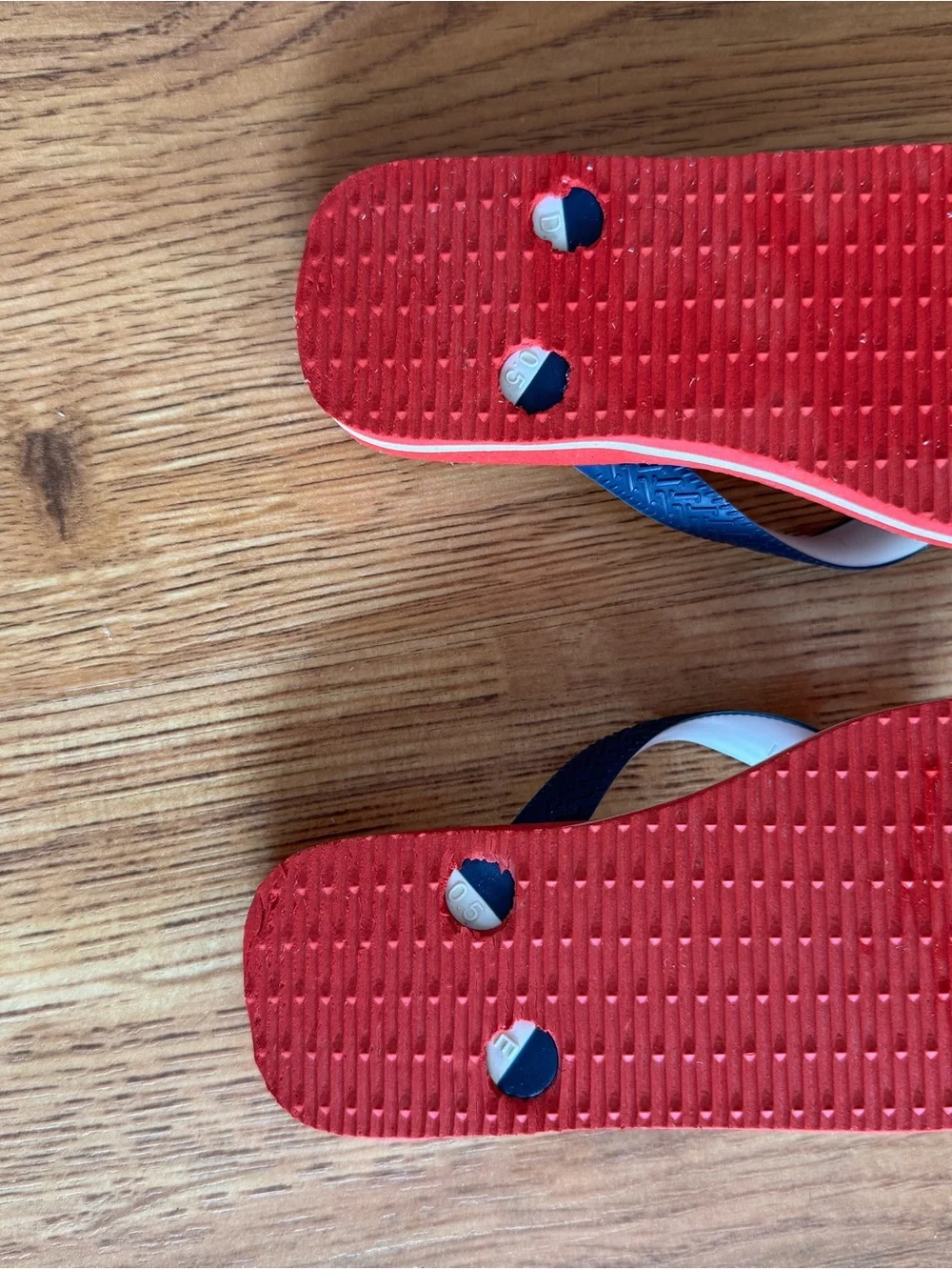 Havaianas Kids Red Flip Flops with Navy Straps and White Underside